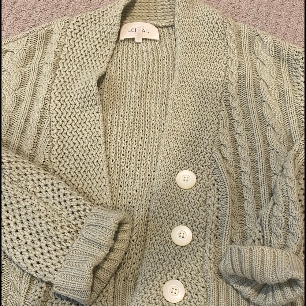 The GREAT. light green cardigan